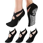 Gionforsy 3 Pairs Yoga Socks for Women Non Slip Pilates Socks Grip Socks for Barefoot Barre Ballet