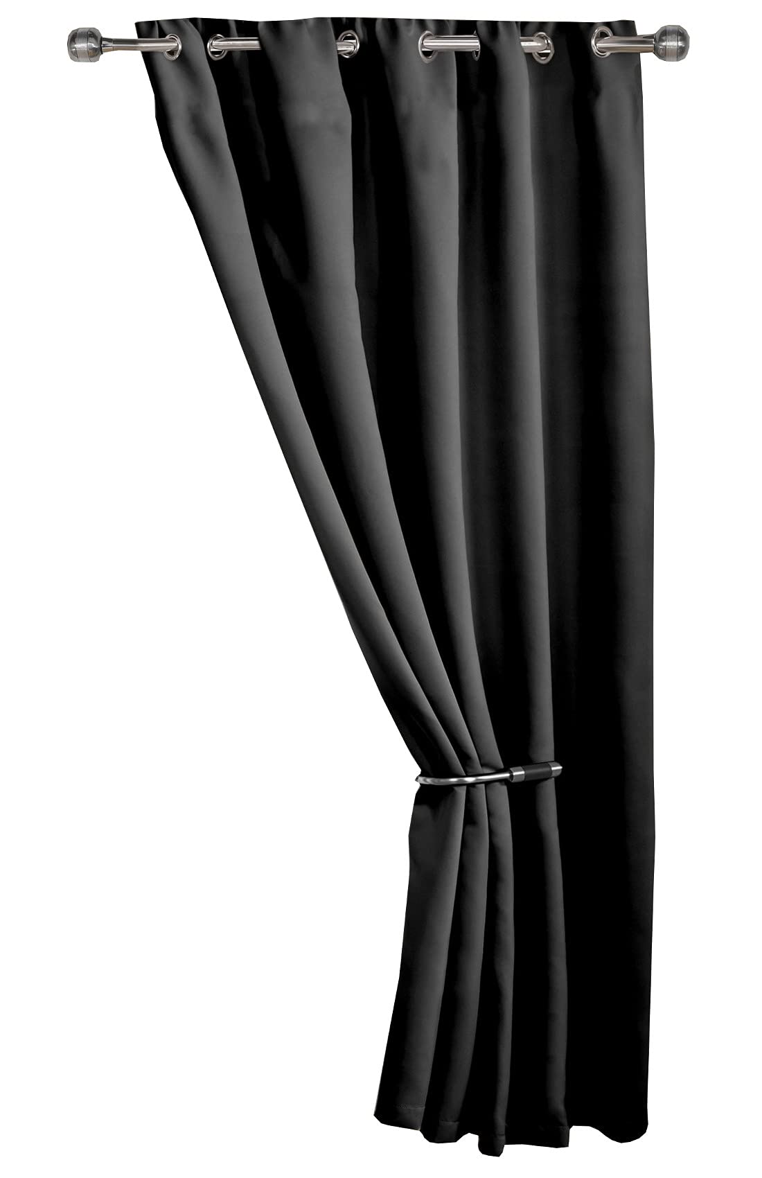 Emma Barclay – Ring Top Blackout Door Curtain for Bedroom Living Room Thermal Insulated Woven Eyelet Blackout Single Curtain Cali Collection (46” x 84” Inch)(Black)