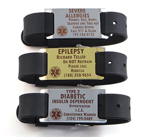 Premium Medical Alert Diabetes Diabetic Bracelet - Free Dark Laser Engraving Custom Personalization