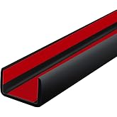 Rubber Edge Trim, Self Adhesive U Channel Edge Trim, Big Size U Shaped Trim, Edge Banding for Plywood, Woods, Shelf, Cabinet, Countertop, Size 1/2", Length 20Ft, Black