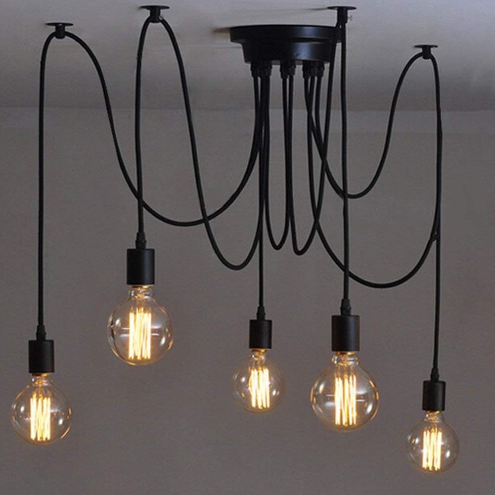 5 Heads E27 Industrial Chandelier Adjustable DIY Ceiling Spider Light Pendant Lamp