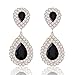 Womens Rhinestone Crystal Wedding Link Bracelet Teardrop Drop Earrings Jewelry Set