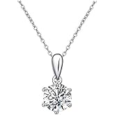 LUSHE Moissanite Necklaces for Women 0.5-2CT Moissanite Pendant 18k Gold Plated Sterling Silver Necklace Round Solitaire Pendant with 925 Sterling Silve Chain Jewelry for Mom Wife Gift