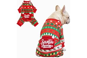 BEAUTYZOO BEA Christmas Dog Pajamas for Extra Large Dogs, Soft Fleece Pet Sweater Clothes Warm Puppy Onesie Outfits for Doggie Winter Christmas - Collar Adjustable Dog Pjs Jammies, Red XL