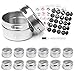 12 Magnetic Spice Containers & 4 Type Of Spice Labels by Uplifebrothers - For Fridge, Grill & More - Stainless Steel Round Jars for Condiments and Craft Stuff. Clear Lid, Sift and Pour