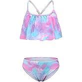 Girls Two Piece Swimsuits Bikini Tie Dye Bathing Suit Hawaiian Swimwear Set for Girls 3-16 Years