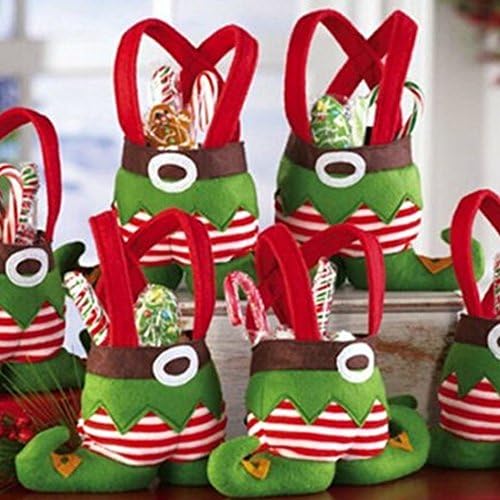 AMOR PRESENT Mini Candy Bags, 3 Pack Christmas Elf Foot Socks Candy Bags Christmas Candy Bags Elf Spirit Stocking Filler Pants Cutlery Supplies Practical Home