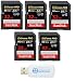 SanDisk 32GB (Five Pack) SD HC Extreme Pro Memory Card works with Digital DSLR Camera SDHC 4K V30 UHS-I (SDSDXXG-032G-GN4IN) with Everything But Stromboli (TM) Combo Reader
