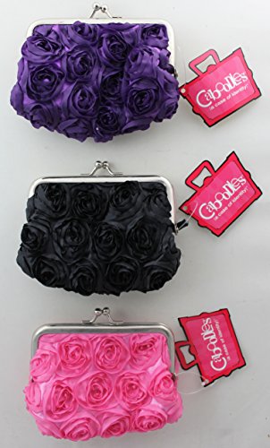 Caboodles Mini PIxie Purse Rose Flower Fabric, 3 Pack Set.