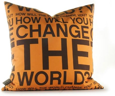 Graphic Pillows Change the World Synthetic Pillow Size: 18" x 18", Color: Orange and Chocolate
