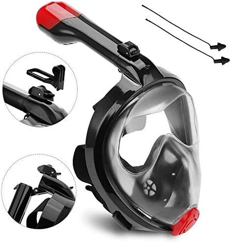 Full Face Snorkel Mask - Foldable Seaview 180° GoPro Compatible Snorkel Mask Set with Dry Top Set Anti-Fog Anti-Leak for Adults & Kids (L/XL)
