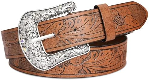 Amazon.com: Affilare Western Heavy Duty Tooled Leather Belt  display picture 1