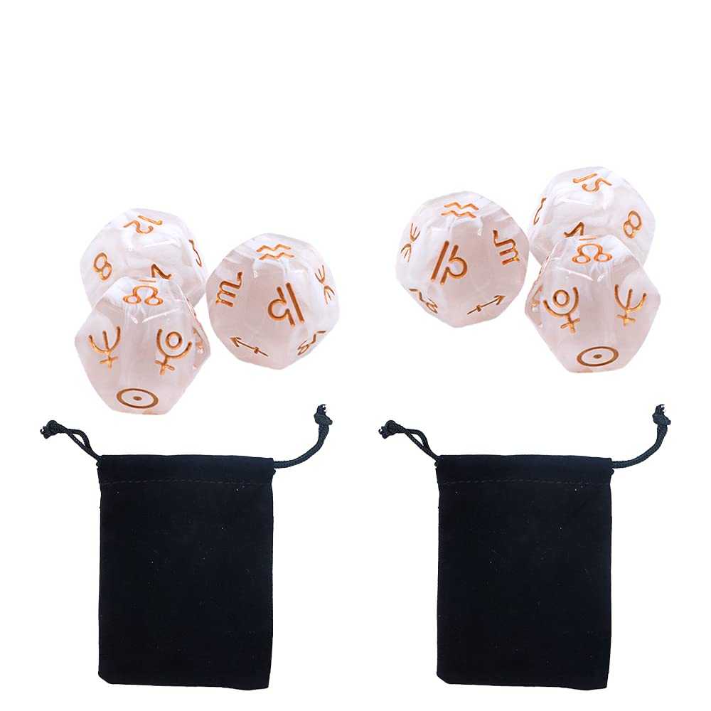 DollaTek 2 Set 6pcs Multicolor 12 Sided Resin Dice Astrology Tarot Constellation Divination #2
