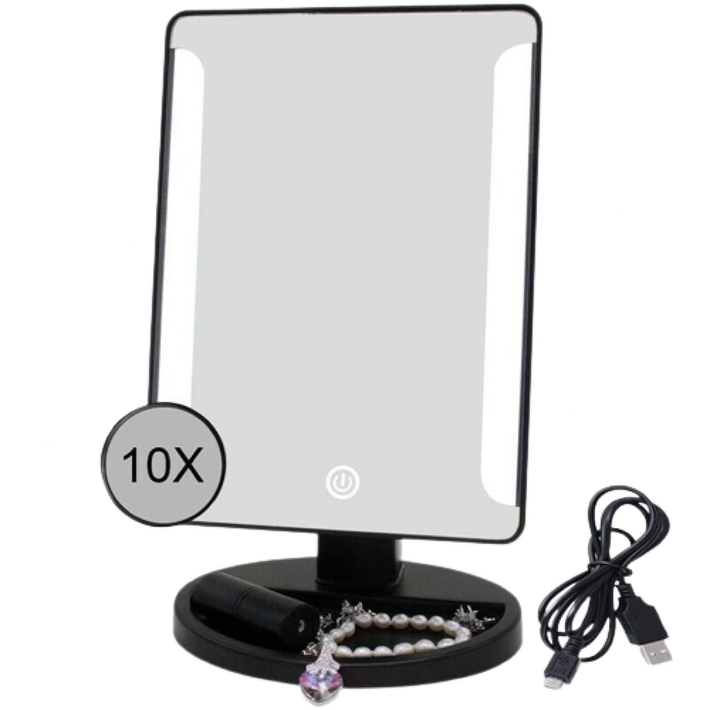 Nordecco Make Up Mirror 2 Bar Lights 10X Magnifying Mirror Bathroom Make Up Touch Screen