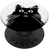 Black White Funny Cat PopSockets Adhesive PopGrip