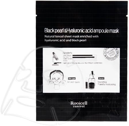 Gangwon Rooicell Black pearl&amp;Hyaluronic Acid Ampoule Facial Sheet mask, Sheet 25mlx5, 5pcs