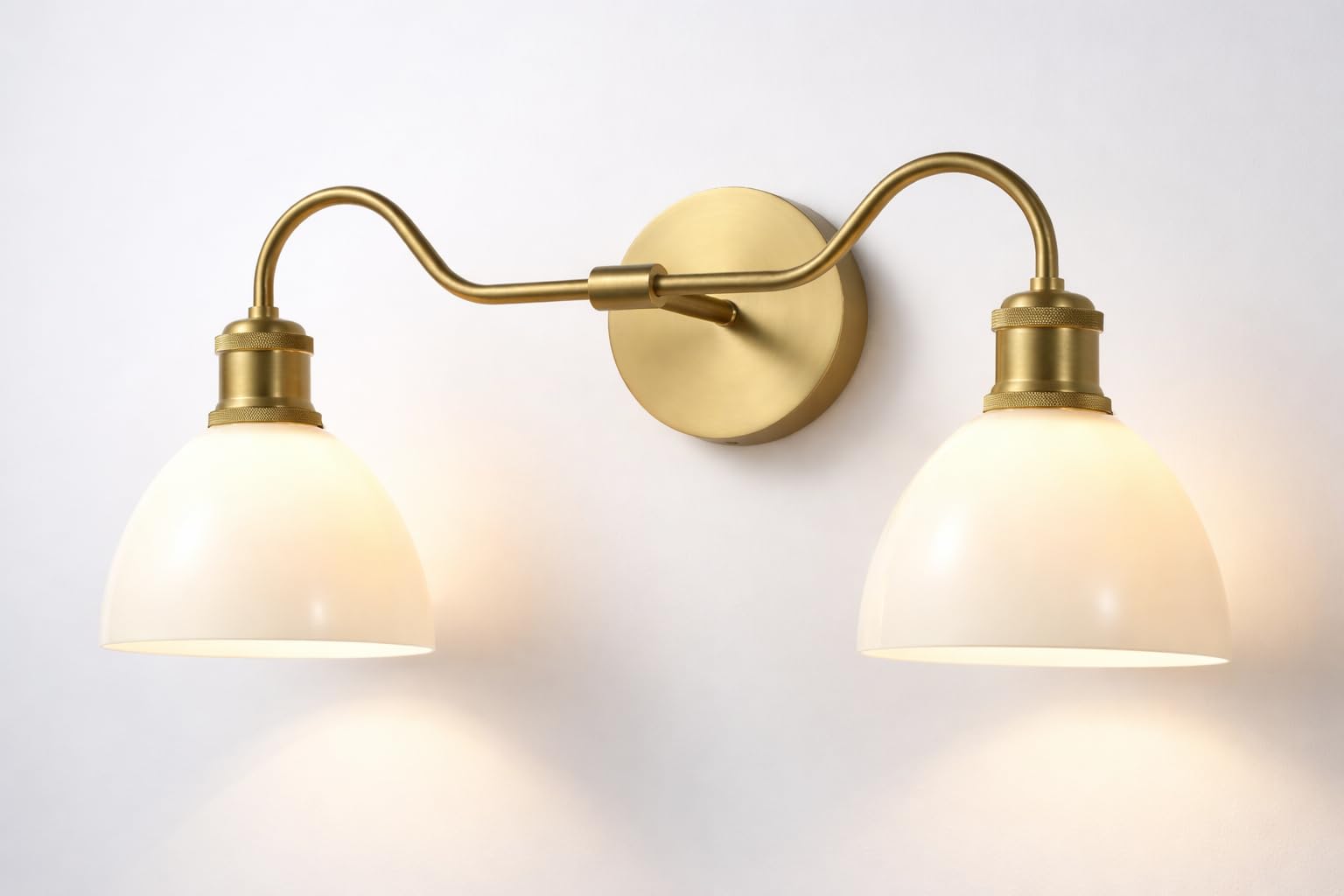 LumoCraft 2 Light Milk Glass Bathroom Vanity Light in Brushed Gold Finish - Brushed Gold Vanity Ligh