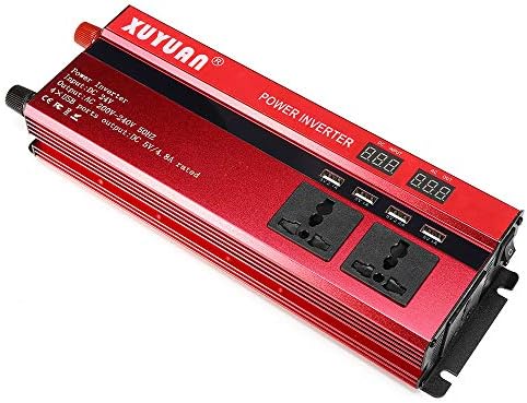 Cewaal 2000W Power Inverter, DC 24V to AC 240V Car Converter with 4 USB Ports and 3 AC Sockets, High Conversion Efficiency Overload Protection