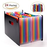 Expanding File Folder - 24 Pockets Multicolour Accordion Document Organizer, A4 High Capacity File Organizer with Colored Index Labels Work on Letter Size and A4 Size