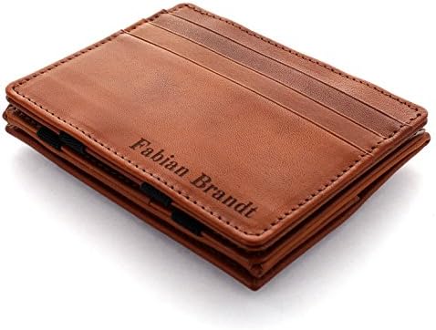 Magic Wallet Flap Boy - The Original - Men Wallet with Engraving and Coin Pocket, RFID Blocking Wallet Genuine Leather (Cognac)