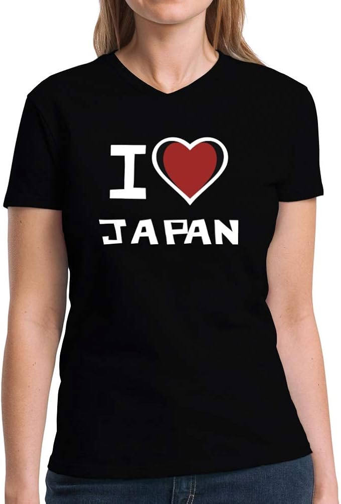 Amazon.com: Eddany I Love Japan Bicolor Heart Women V-Neck T-Shirt