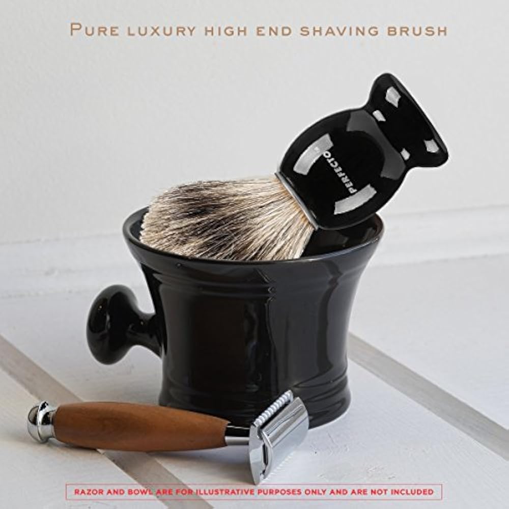 Perfecto 100 Pure Badger Shaving BrushBlack Handle Engineered For