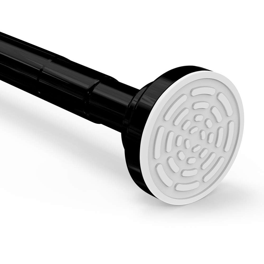 Shower Curtain Rod Extendable 120-215cm/47-82inch, Non-Slip, Never Rust, Tension Curtain Rod, No Drilling,304 Stainless Steel, Never Collapse,for Bathroom,Kitchen, Garderobe, (Black)