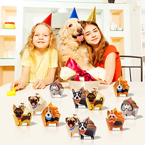 Dog Cupcake Wrappers Toppers Puppy Shaped Baby Shower Pet Birthday Party Supplies Animal Cake Decoration 48 Pcs