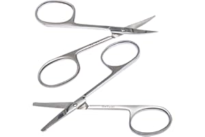 Ontaki Curved & Rounded Men's Facial Hair Scissors - Silver Ambidextrous - Beard, Nose & Eyebrow Grooming with Professional Beard, Nose Hair & Eyebrow Scissors for Men