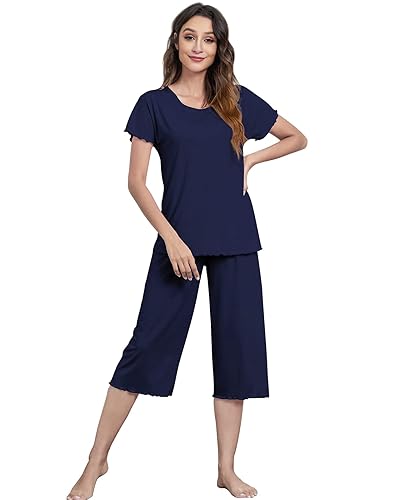 QUALFORT Women's Pajamas Set Short Sleeve/Sleeveless Sleepwear