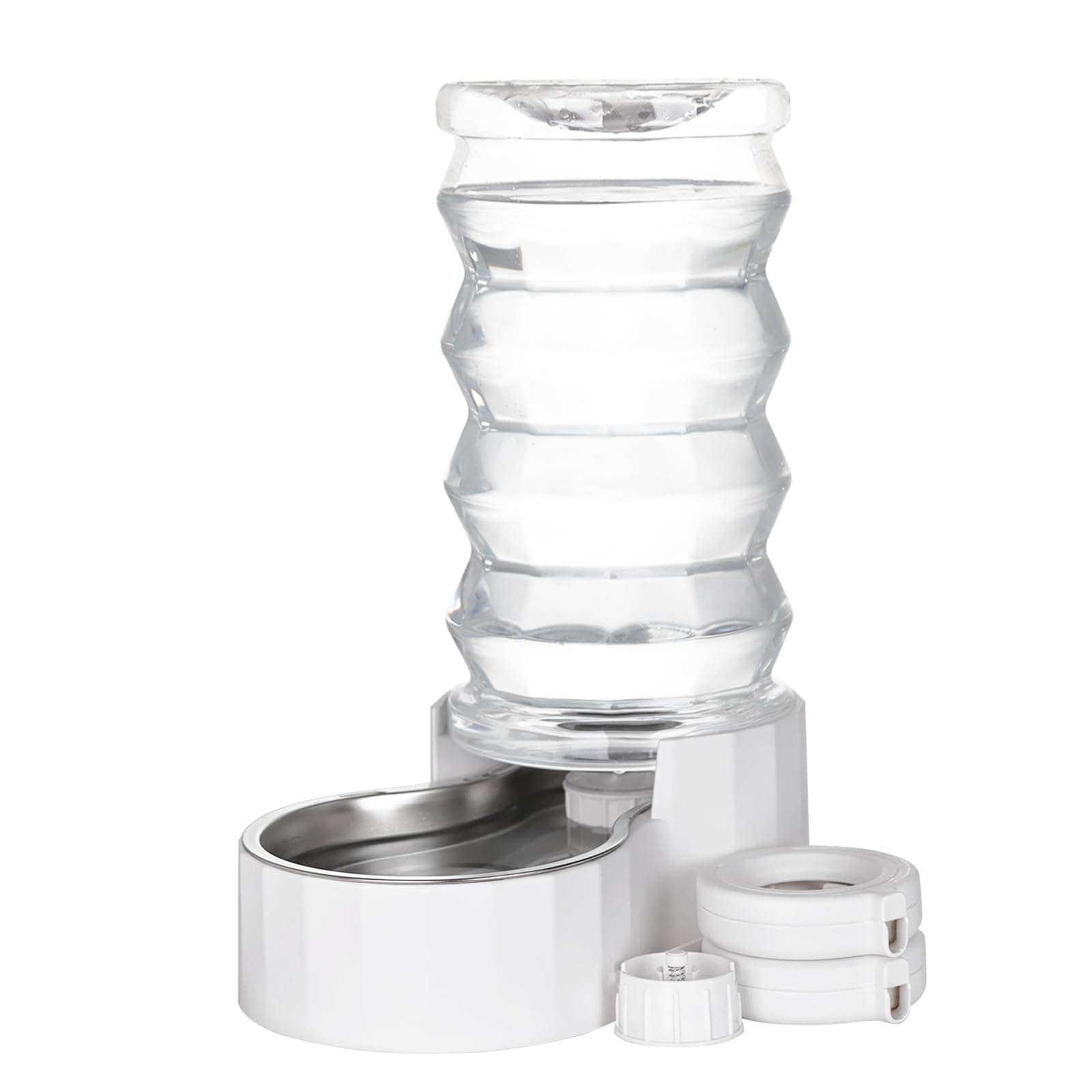Photo 1 of RIZZARI Large Gravity Water Dispenser: 8L Automatic Upgraded Water Feeder with Stainless Steel Bowl - Two Caps and Filters for Pets Indoor/Outdoor Use by Owners