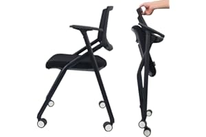 BROBRIYO 40 Pack Chairs Stackable Conference Room Chairs with Wheels and Paddle, Ergonomic Mesh Back and Arms for Home Office Desk Folding Chairs (20 Boxes)