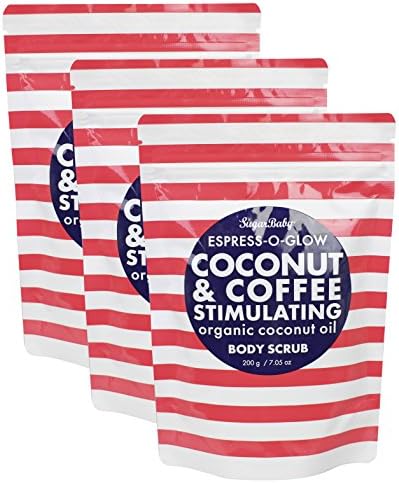 SugarBaby Espress O Glow Coconut and Coffee Stimulating Body Scrub, 7.05 Ounce (Tri-Pack)