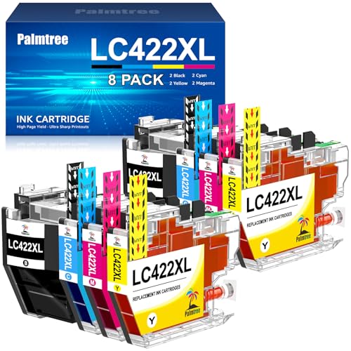 Palmtree LC422XL Cartridges Compatible with Brother LC422 LC-422XL LC-422VAL Multipack for Brother MFC-J5340DW MFC-J5740DW MFC-J5345DW MFC-J6940 MFC-J6540DW MFC-J5340DWE MFC-J6540DWE (Pack of 8)