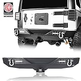 Hooke Road Different Trail Rear Bumper w/Hitch Receiver & LED Accent Lights for 2007-2018 Jeep Wrangler JK & Unlimited