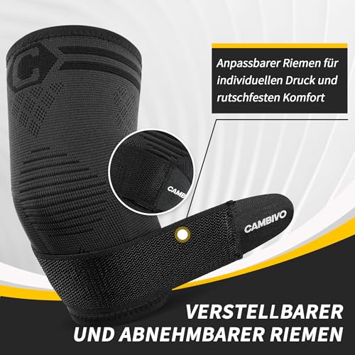 CAMBIVO 2 Pack Elbow Support with Straps & Gel Padding, Tennis Elbow Bandage Men Women for Tendinitis, Arthritis, Bandage Elbow for Weightlifting, Golf, Tennis, Garden
