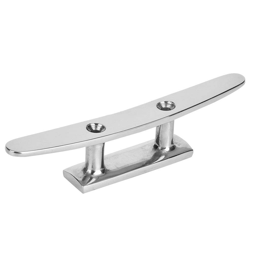 Stainless Steel 316 Boat Cleat, 6 Inch, Marine Grade, Open Base, Mirror Polished, Rope Holder for Secure Docking