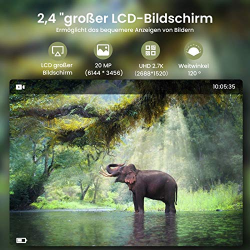 EZETAI Wildtierkamera mit Bewegungsmelder Nachtsicht, 20MP 1520P HD Wildlife Jagdkamera mit 940nm-IR-LEDs Fülllicht… – Bild 2