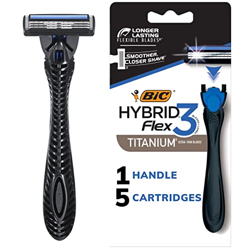 BIC Flex 3 Hybrid Disposable Razors for Men, Longlasting 3Blade