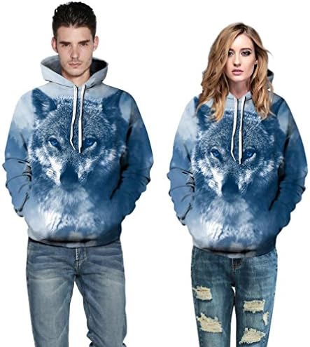 Mosunx Women Men Couples Lovers 3D Starry SKY Print Loose Hoodies Blouse Tops Shirt (L/XL, White-2)
