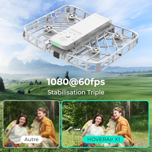 X1 Drone avec Camera, Drone Suivez-Moi avec Contrôle Mains Libres, Mine Drone avec Vidéo HDR, Trajectoires De Vol Intelligentes, Décollage de la Paume de la Mains Libres, Blanc (Combo)