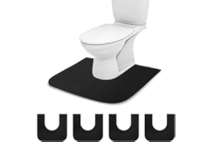 HBGOTL Round Commode Potty Training Mats for Boys, Toilet Training Mats, Potty Training Toilet Rugs, Potty Training Pads Used to Protect Floor in Bathroom(4 Pack, Black)