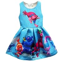 ZHBNN Little Girl Princess Cartoon Trolls Halloween Cosplay Dress up (Blue,90/1-2Y)