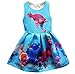 ZHBNN Trolls Little Girls Printed Princess Dress Cartoon Party Dress (Blue,100/2-3Y)