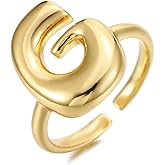 Winssigma 18K Gold Plated Initial Adjustable Ring for Women