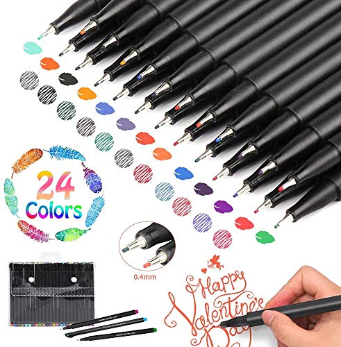 Journal Planner Pens Fineliner Point Markers Colored Pens Set Drawing Pens for Bullet Journaling Writing Note Taking Calendar Coloring Art Office School Supplies, 24 Colors