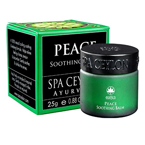 Spa Ceylon Luxury Ayurveda Peace Soothing Balm with Virgin Coconut Oil and Beeswax, Cooling Soothing Relaxing Formula with Eucalyptus Peppermint and Blackseed, 25 Grams