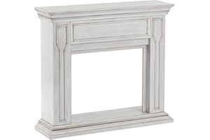 e-Flame USA Breckenridge Electric Fireplace Stove Mantel Surround - 41-inch - Rustic White Finish