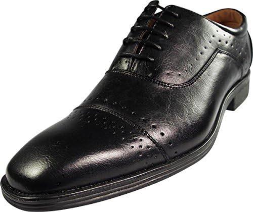 Via Farinella - Mens Dukan Genuine Leather Insole Cap Toe Lace Up Dress Shoes, Black 39420-10.5D(M)US-FBA