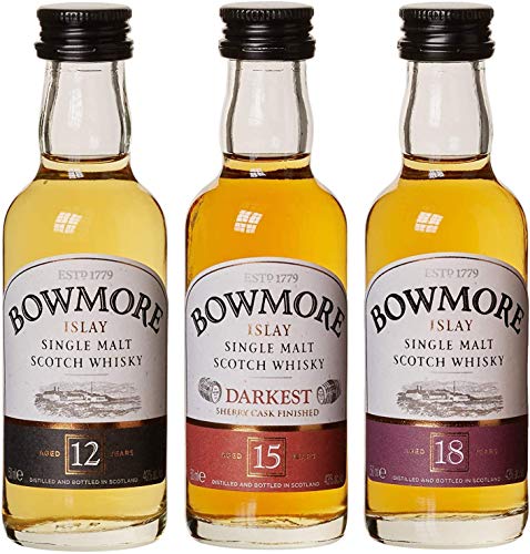Bowmore Whisky Geschenkset - Single Malt Scotch Whisky - Mit Bowmore 12 Jahre, 15 Jahre Darkest und 18 Jahre - Geschenkpackung - 40%-43% vol - 3 Miniaturen x 0,05l – Bild 2
